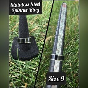 Stainless Steel Spinner Ring - Black and Silver